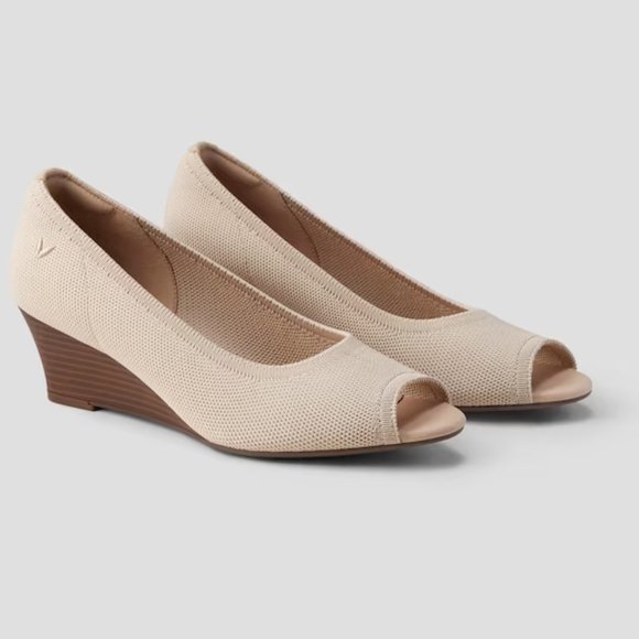 NEW Vivaia Peep Toe Wedge sandal heel / almond / 39 - Picture 2 of 11